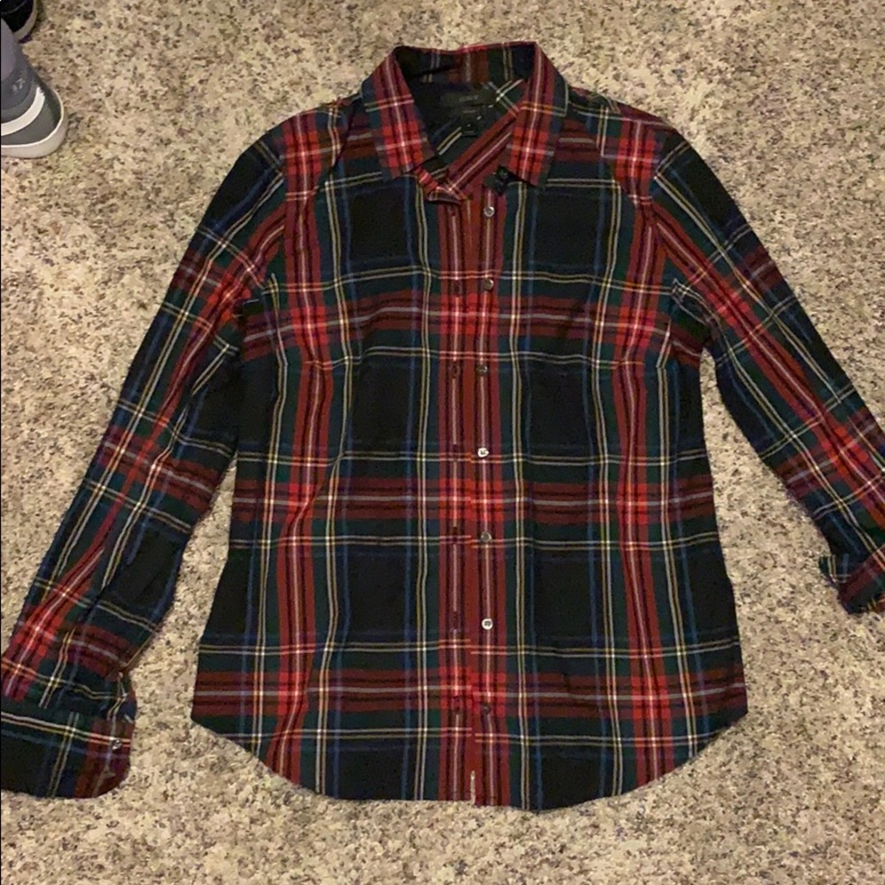 JCrew Plaid Perfect button down Size 6